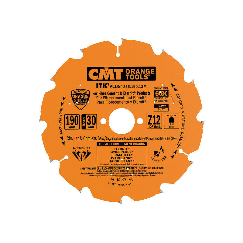 Lame diamant 180 z=4 pour fibrociment - Alésage 20mm - CMT