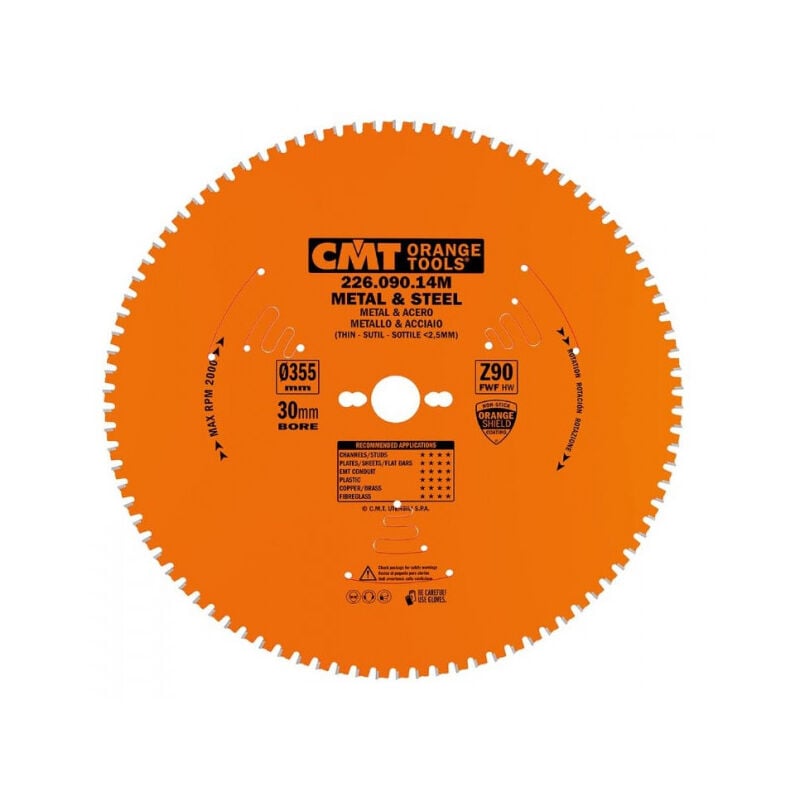 Lame carbure industrielle 355 z= 90 - métaux ferreux , pvc - al 30 - CMT