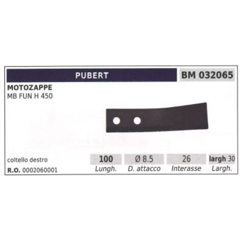 Lame de coupe, côté droit, pour cultivateur rotatif MB FUN H 450 PUBERT