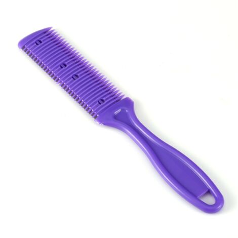Lame de coupe double face mince pour coiffure à domicile, tondeuse beauté salon avec peigne violet