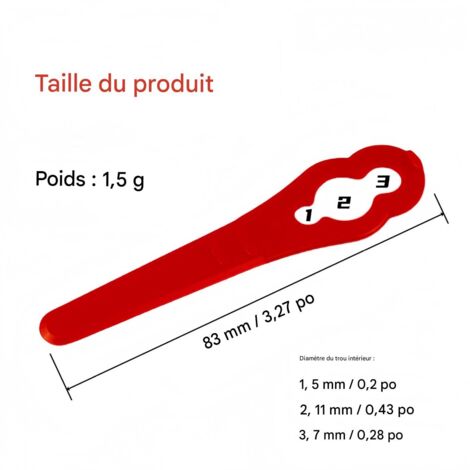 Lame de coupe-herbe en plastique 83mm, multi-trous 5/7/11mm, pour débroussailleuse lithium