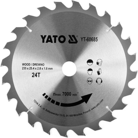 LAME DE COUPE WIDIA POUR BOIS 235X24TX25,4MM YT-60685 YATO