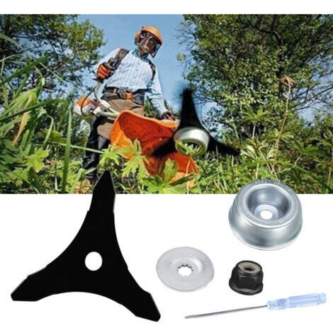 Lame de débroussailleuse à trois dents One-For-All pour machines Stihl, Husqvarna, Mitox, Echo, Kawasaki et autres