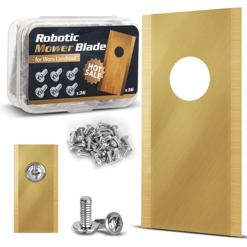Lame de Rechange en titane, 30pièces lame tondeuse, lame Robot tondeuse à gazon avec vis pour Worx Landroid, Lame tondeuse de rachange S'applique