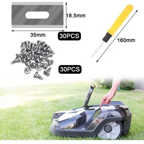 Lame de Rechange en Titane,Lame pour Tondeuse, Accessoires pour Tondeuse,Lames Tondeuse Gazon,Compatible avec Les Lames de Tondeuse Husqvarna, McCulloch, Flymo.Lame Robot Tondeuse(30 pièces)