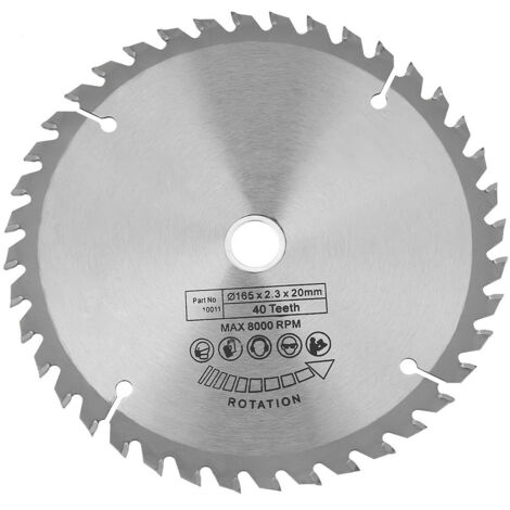 Lame de Scie, 40 dents 165 x 20 mm Lame de Scie Circulaire de Diamant Disque de Coupe pour les Outils Rotatifs et la Coupe de Bois