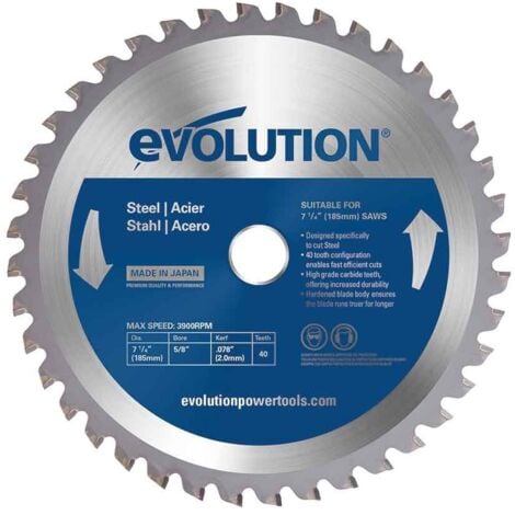 Lame à acier inoxydable TCT 355mm 90 dents alésage 25,4mm Evolution pour Scie à tronçonner