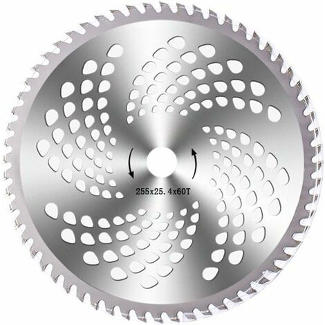 Lame de scie à Dents en Acier Universelle de 10", Disque de Coupe pour Tondeuse à Gazon (60T), Lame de débroussailleuse, tonnelle 25,4 mm, Lame de Brosse à Dents de Rechange pour débroussai