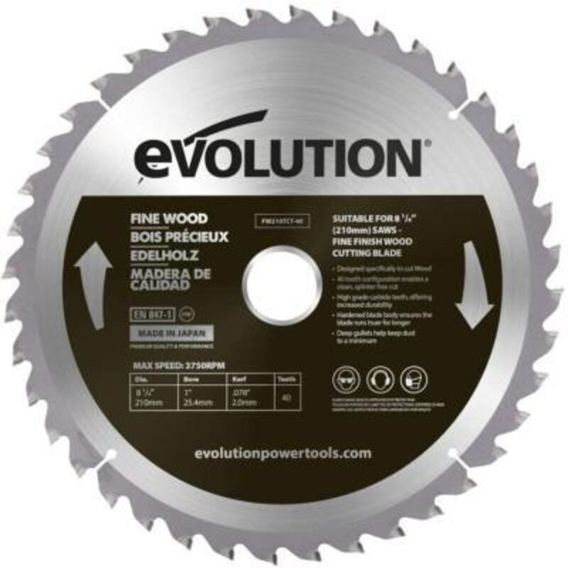 Evolution - Lame de scie bois 210MM 40 dents (Pour scie à onglet R210SMS+)