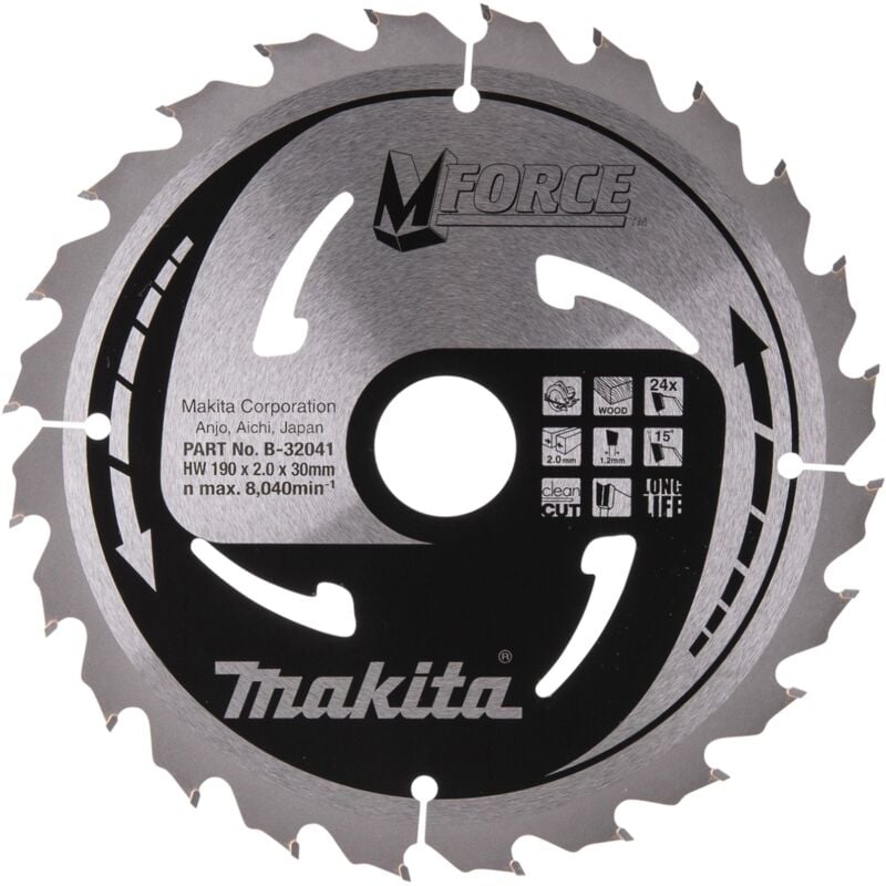 Makita - CSMX19024G m-force Lame de scie circulaire 190 x 30 x 2,0 mm 24 dents ( B-32041 ) pour bois