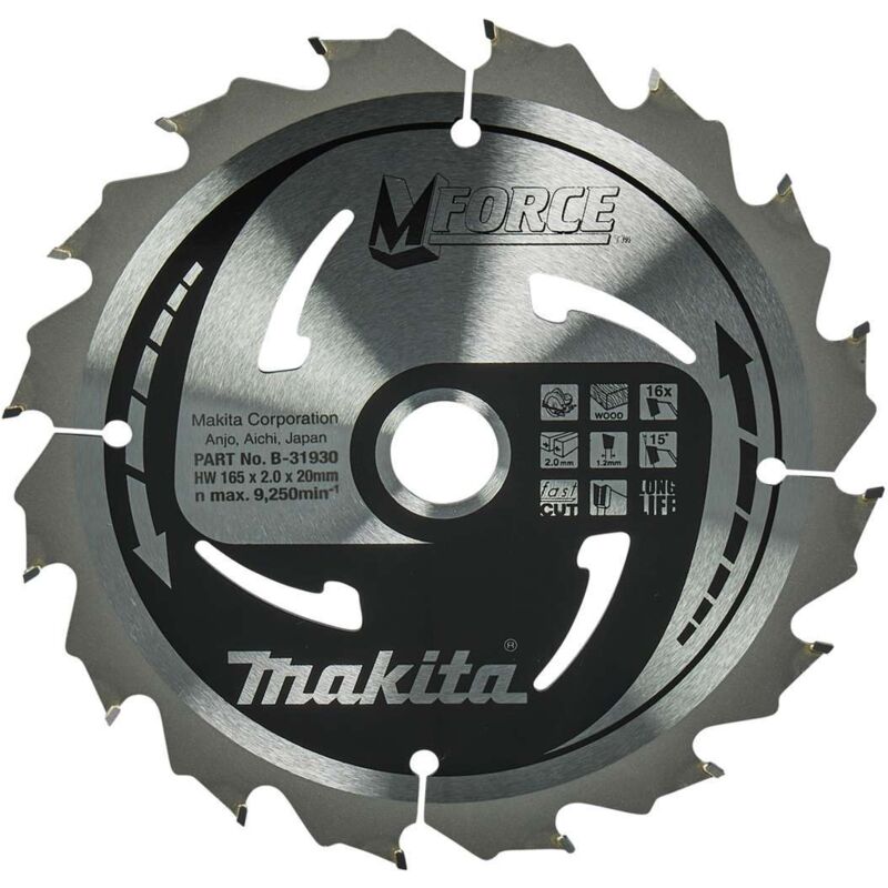 Makita - m force lame de scie, 165 x 20 mm, 16Z, b de 31930