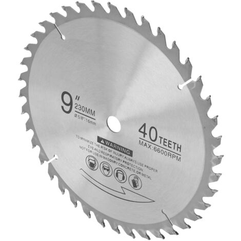 Lame de scie circulaire 230 mm 40 dents carbure, coupe précise et rapide pour bois et matériaux composites.
