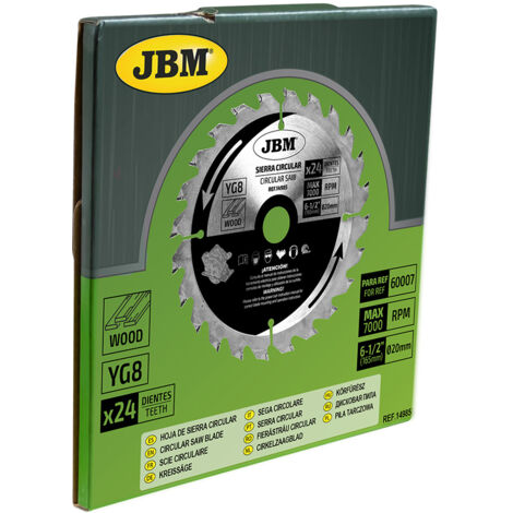 LAME DE SCIE CIRCULAIRE 24T 165mm. POUR LE BOIS POUR REF. 60007  JBM14985
