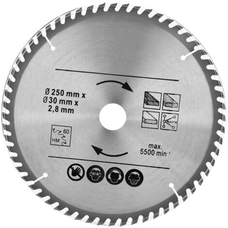 Lame de scie circulaire 250 mm 48T et 60T TCT, disque de scie, alésage 30 mm