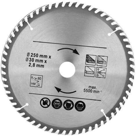 Lame de scie circulaire 250 mm 48T et 60T TCT, disque de scie, alésage 30 mm