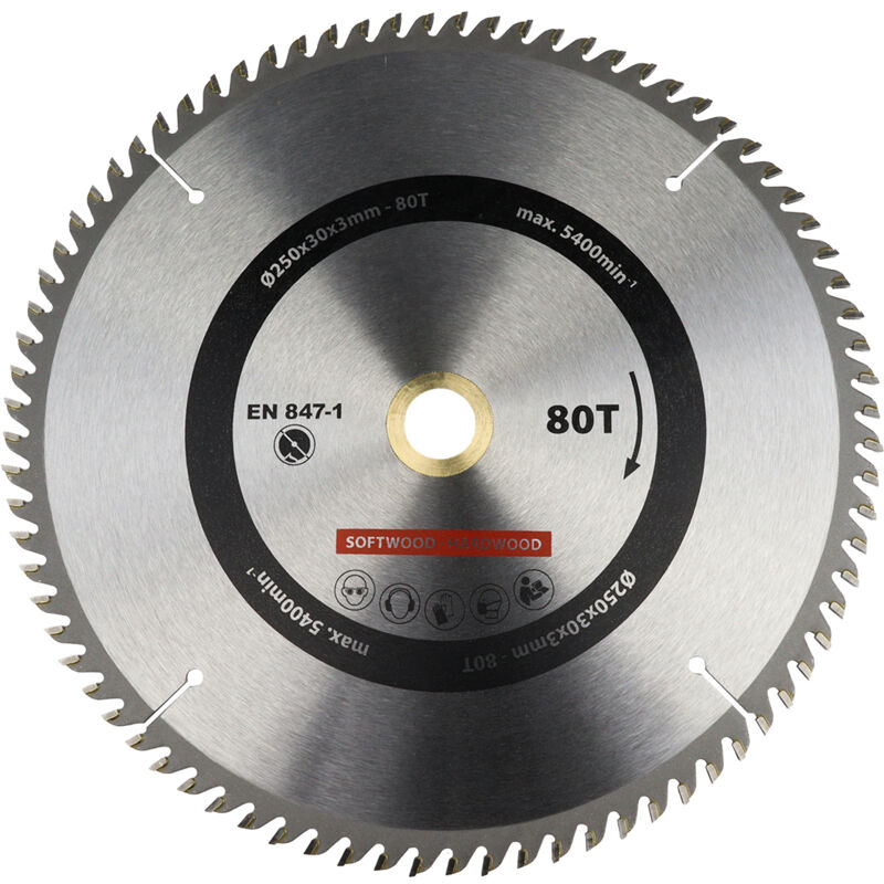 Lame de scie circulaire 250x30 mm 80T - Par pièce
