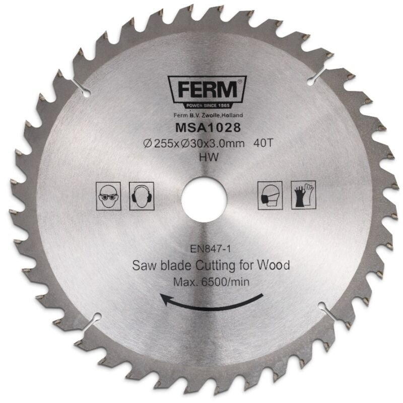 Ferm - MSA1028 Lame de scie 255x30/16 40T tct pour TS1033 et TSM1034