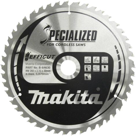 Lame de scie circulaire 260 mm B64630 – 45 dents pour bois – Épaisseur 2,15 mm – Coupe rapide et précise – Compatible scies Makita