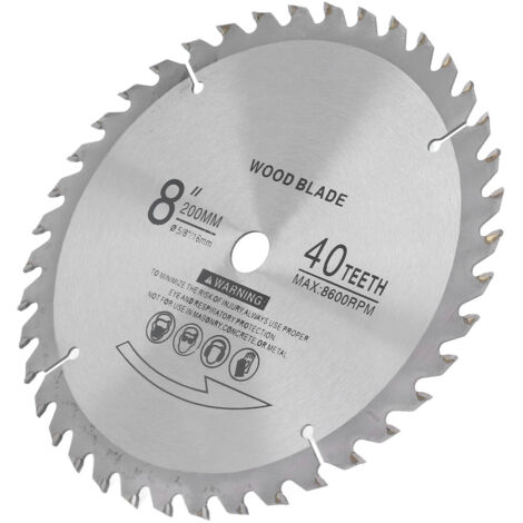 Lame de scie circulaire 8" 40 dents carbure pour bois et métal