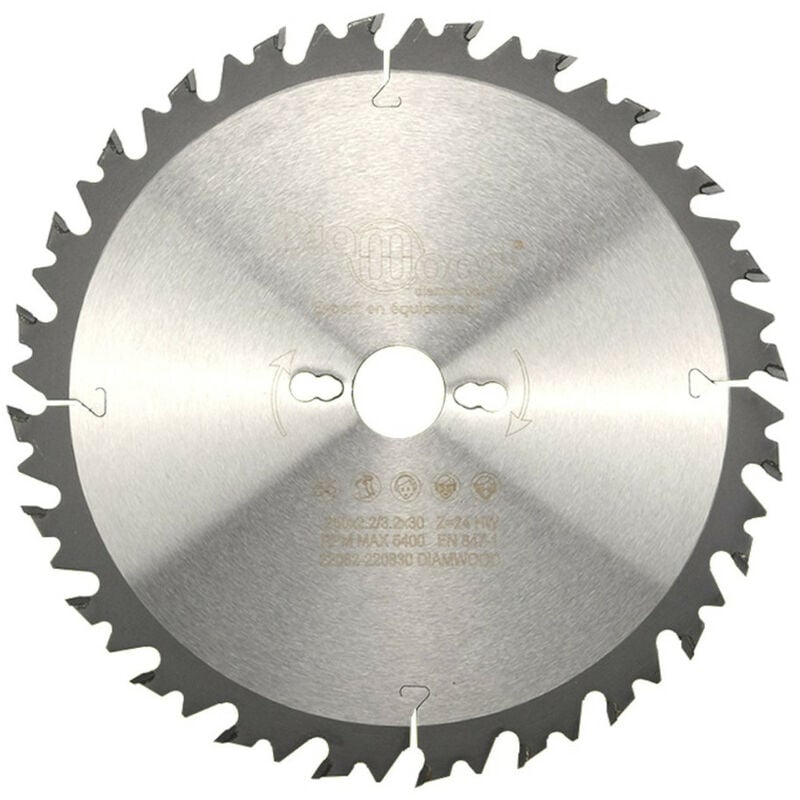 Diamwood - Lame de Scie Circulaire Bois pour Scies sur Table, Combinée ou Toupie Scie - Débit Bois - Carbure - 24 Dents Alternées Positives