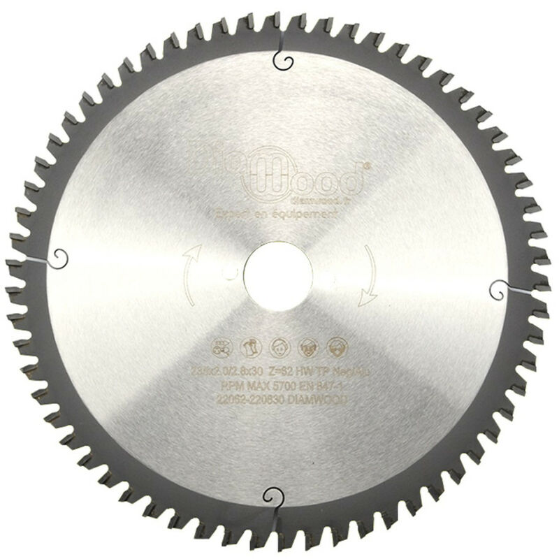 Diamwood - Lame de scie circulaire portative hm finition d. 235 x Al. 30 x ép. 2,8/2,0 mm x Z62 tp Neg pour Alu/bois