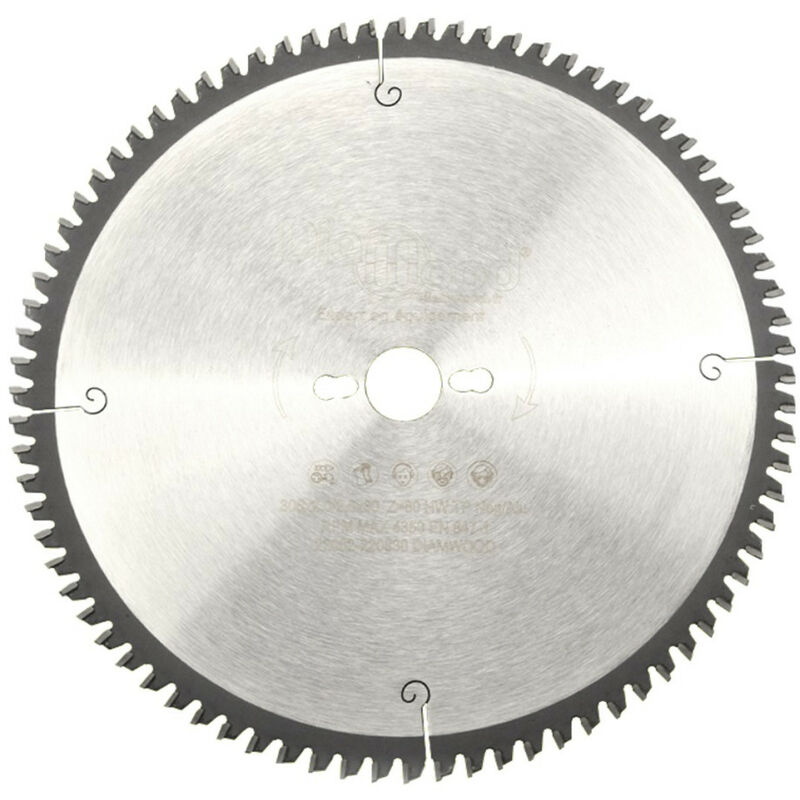 Diamwood - Lame de Scie Circulaire Bois Alu hm Finition pour Scie à Onglet - Découpe Parfaite - Diamètre 305 mm - 80 Dents Trapézoïdales Plates