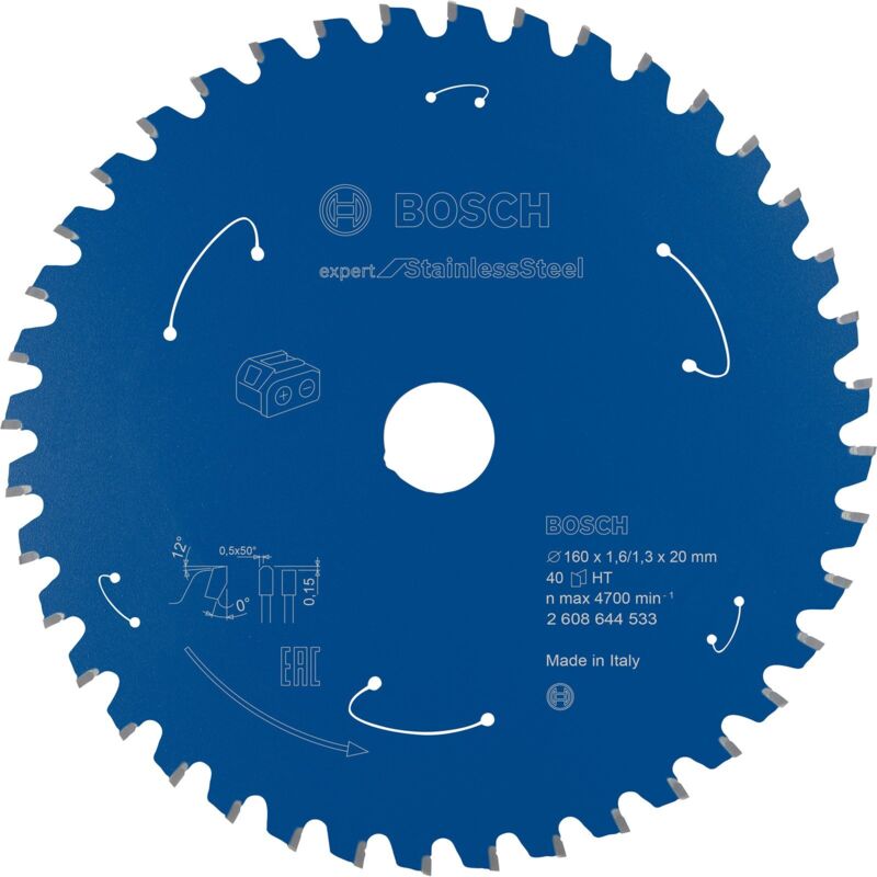 Bosch - Lame de scie circulaire Expert for Stainless Steel pour scies circulaires portatives sans fil 160 x 1,6 x 20 40 dents - 2608644533