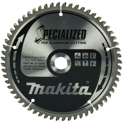 Lame de scie circulaire alliage T.C.T spécialisé 190 x 20 mm 60 dents pour Alu MAKITA B-33283