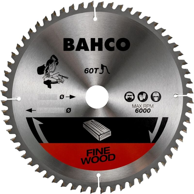 Bahco - Lame de scie circulaire 250x30/25/20/16mm 60 dents pour le bois avec scies à onglets