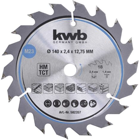 Lame de scie circulaire au carbure 140 mm – 18 dents pour coupes précises – Diamètre alésage 12,75 mm – Pour bois et panneaux renforcés – KWB - MM 1 PC