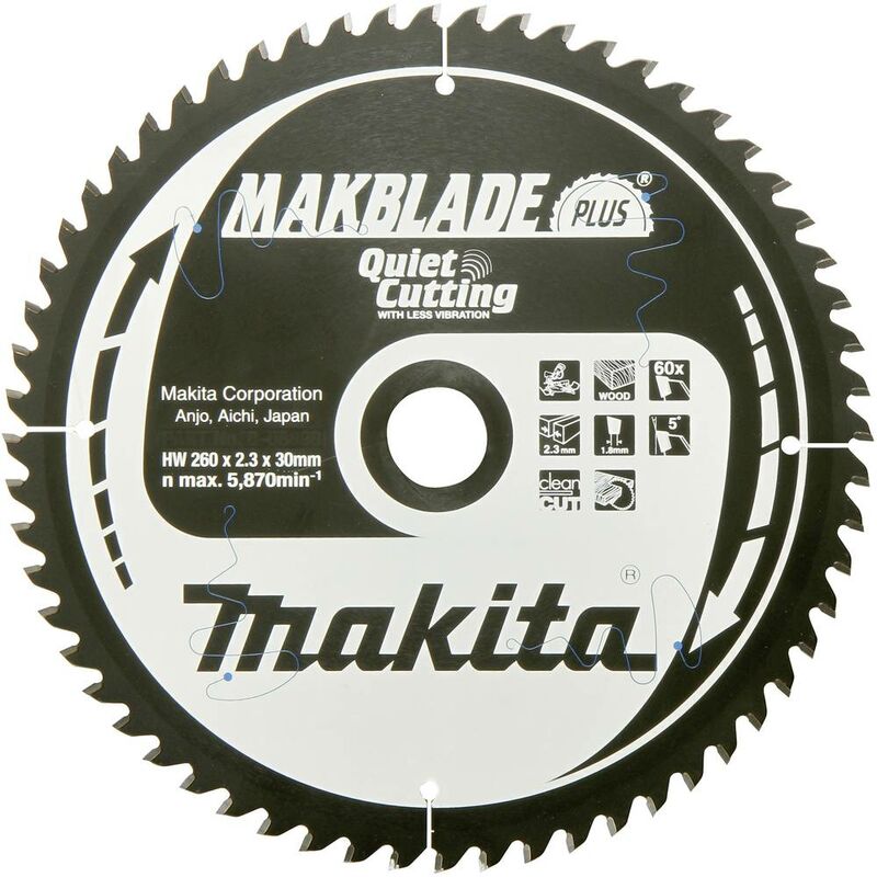 Lame De Scie Circulaire Au Carbure Makita MAKBLADE+ B-33495 260 X 30 X ...