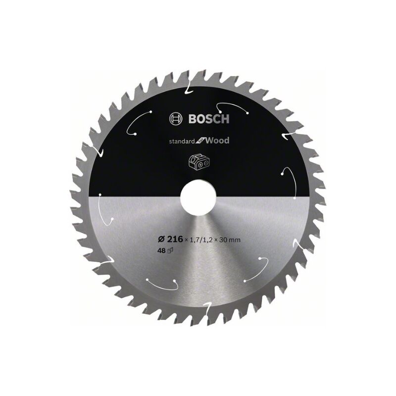 Bosch - Accessoires Lame de scie circulaire de Standard for Wood (bois, 216 x 30 1,7 mm, 48 dents, accessoire sin câble).