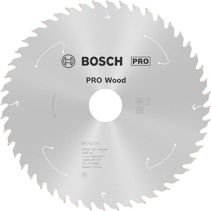 Bosch - Lame pro Wood cordless pour scies circulaires 190 x 1,6 x 30 mm - 2608837710