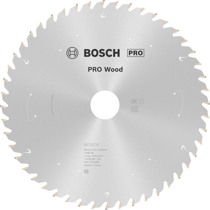 Lame PRO Wood cordless Bosch pour scies circulaires 216 x 1,7 x 30 mm - 2608837726