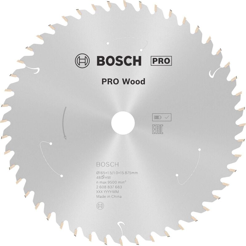 Bosch - Lame pro Wood cordless pour scies circulaires 165 x 1,5 x 15,875 mm - 2608837683