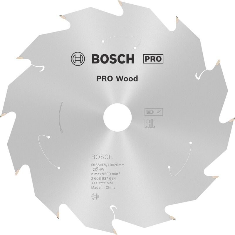 Bosch - Lame pro Wood cordless pour scies circulaires 165 x 1,5 x 20 mm - 2608837684