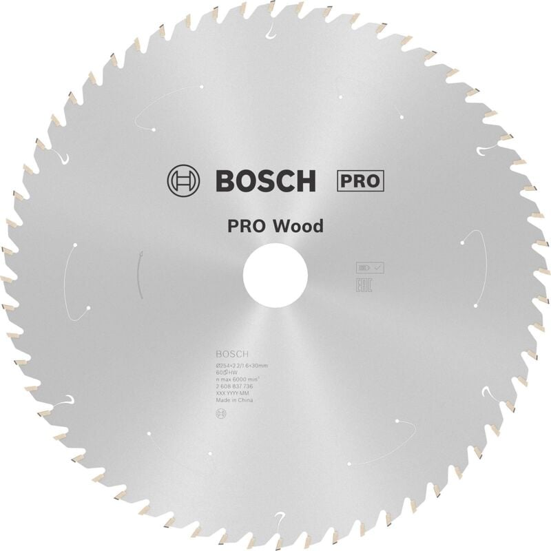 Bosch - Lame pro Wood cordless pour scies circulaires 254 x 2,2 x 30 mm - 2608837736