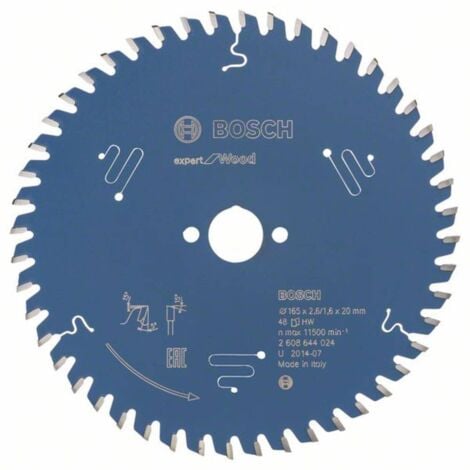 Lame de scie circulaire Bosch Accessories Expert for Wood 2608644024 165 x 20 x 1.6 mm Nombre de dents: 48 1 pc(s)