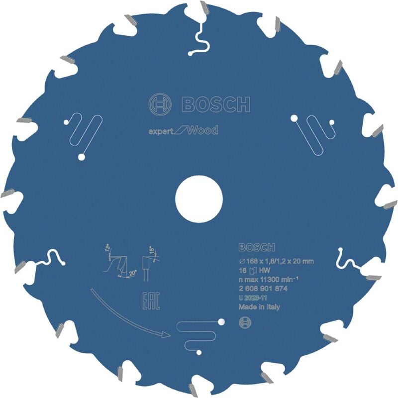 Bosch - Lame de scie circulaire Expert for Wood, 168x20x1.8/1.2 mm, 16 dents - 2608901874