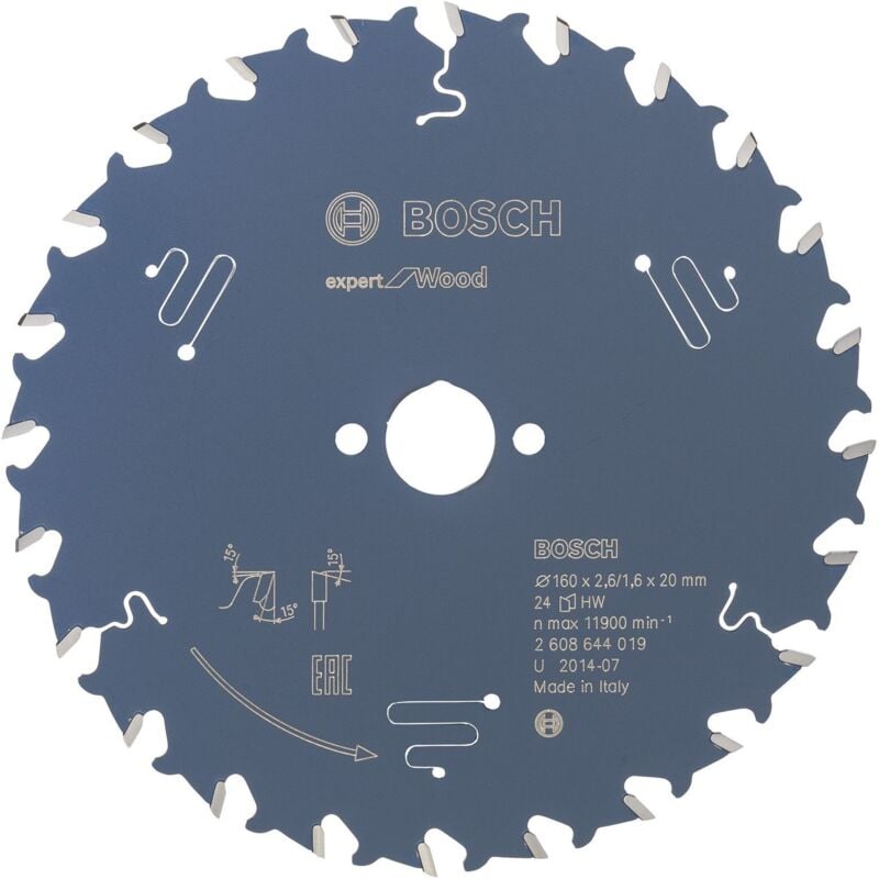 Lame de scie circulaire Bosch Expert Wood 2608644019 160x2,6x20 24Z
