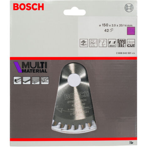 Lame de scie circulaire Bosch MultiMaterial 150x2,0x20 42Z - 2608640501