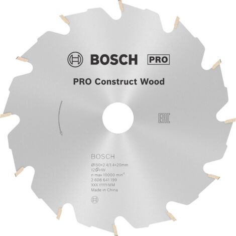 Lame de scie circulaire Bosch PRO Construct Wood FWF 150x2,4x20 12Z - 2608641199