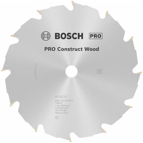 Lame de scie circulaire Bosch PRO Construct Wood FWF 184x2,6x16 12Z - 2608641200