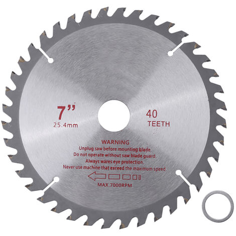 Lame de scie circulaire carbure 7 pouces 40 dents pour coupe bois, alésage 25.4mm
