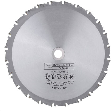 Lame de scie circulaire carbure TCT 210 mm, 24 dents pour coupe précise bois