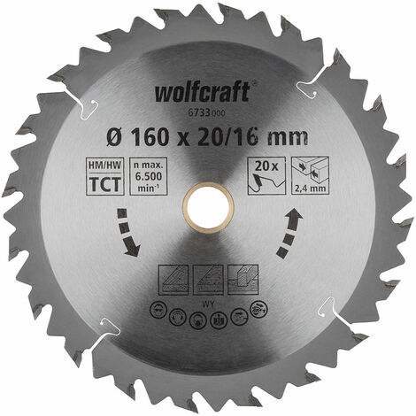 Lame de scie circulaire ct, 20 dents ø160mm 6733000 wolfcraft.