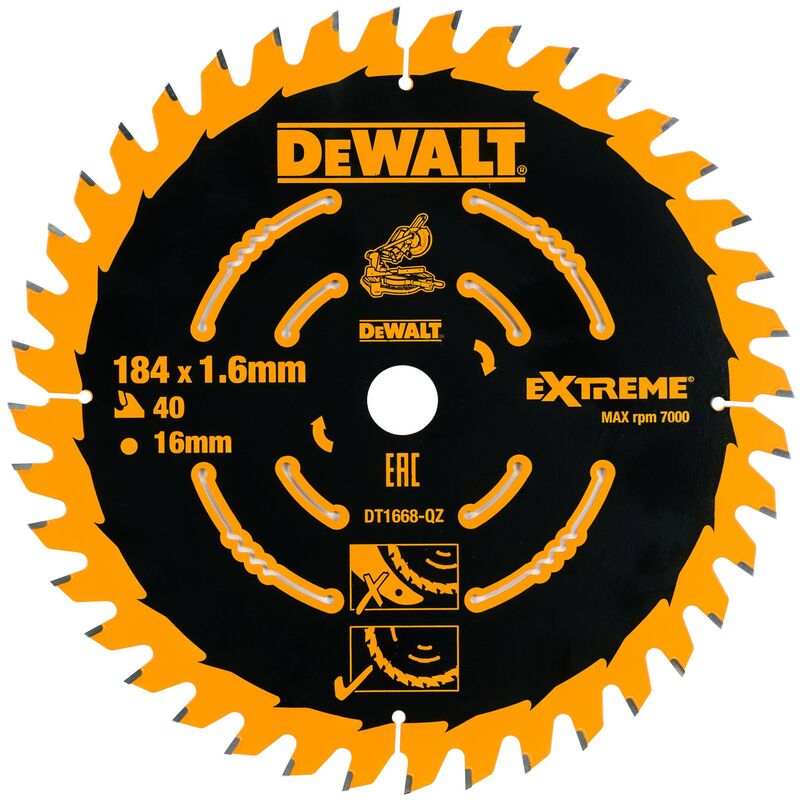 Lame de scie pour scie circulaire stationnaire, 184 x 16 x 40T DeWalt DT1668-QZ