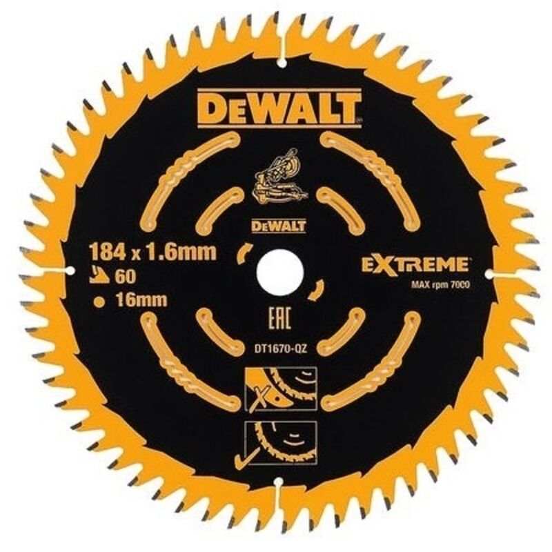 Lame de scie circulaire Carbure ELITE DEWALT DT1670 QZ 184x16mm 60T - vue 2