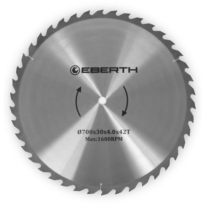 Eberth - Lame de Scie Circulaire en Acier avec Dents en Carbure pour la Coupe du Bois (Diamètre 700mm, Alésage 30mm, Épaisseur de la Lame 3.0mm,