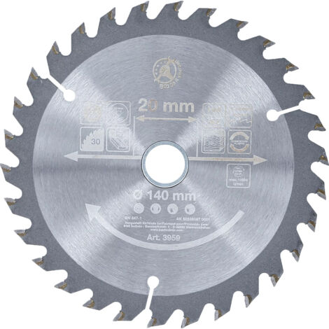Lame De Scie Circulaire 140 X 20 Mm 40 Dents TCT - Pour Bois, Inclinées Avec Découpes Laser Anti-Bruit, Alésage 20 Mm Avec Bague 16 Mm